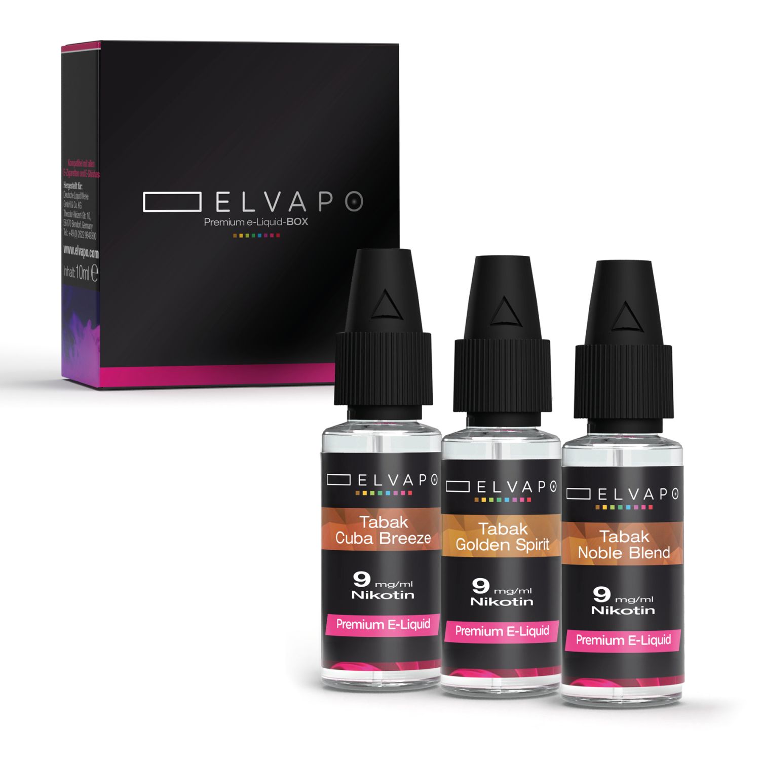 3 x 10ml Premium e-Liquid-BOX - Tabak MIX - Liquid Probierset 9mg