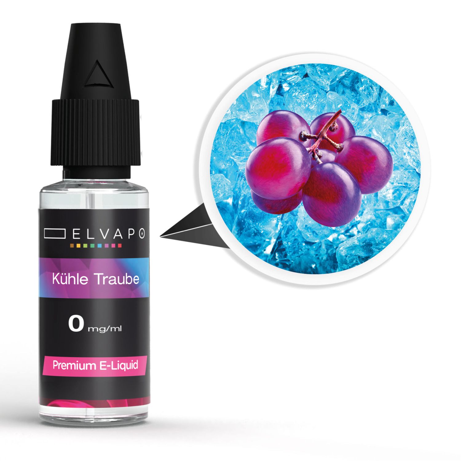 Elvapo Premium E-Liquid - Kühle Traube 0mg