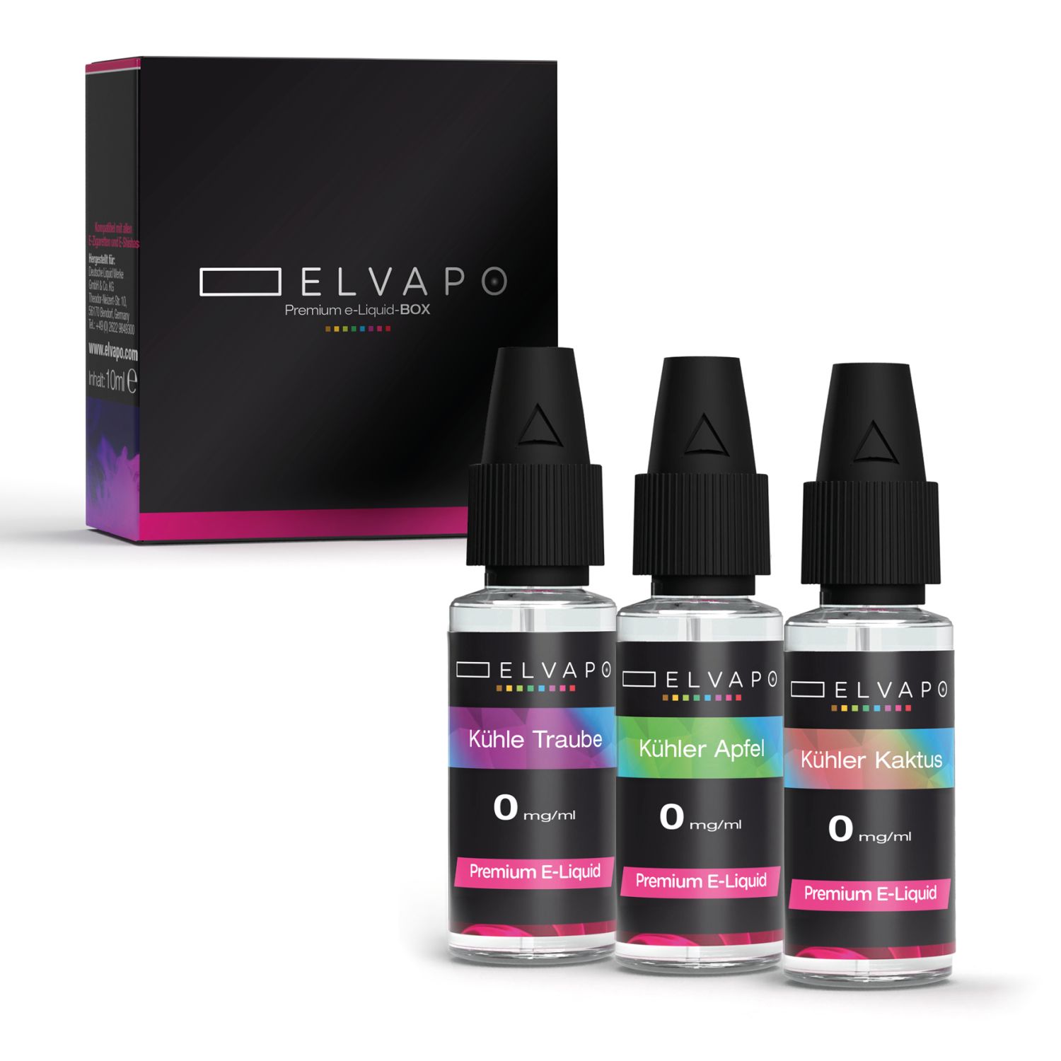 3 x 10ml Premium e-Liquid-BOX - Eisgekühlt - Liquid Probierset 0mg