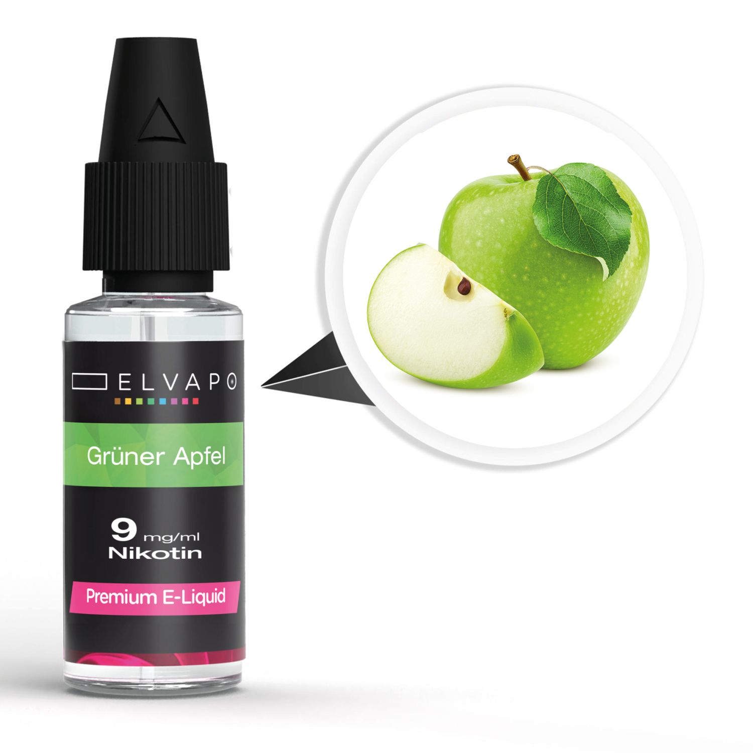 Elvapo Premium E-Liquid - Grüner Apfel 9mg