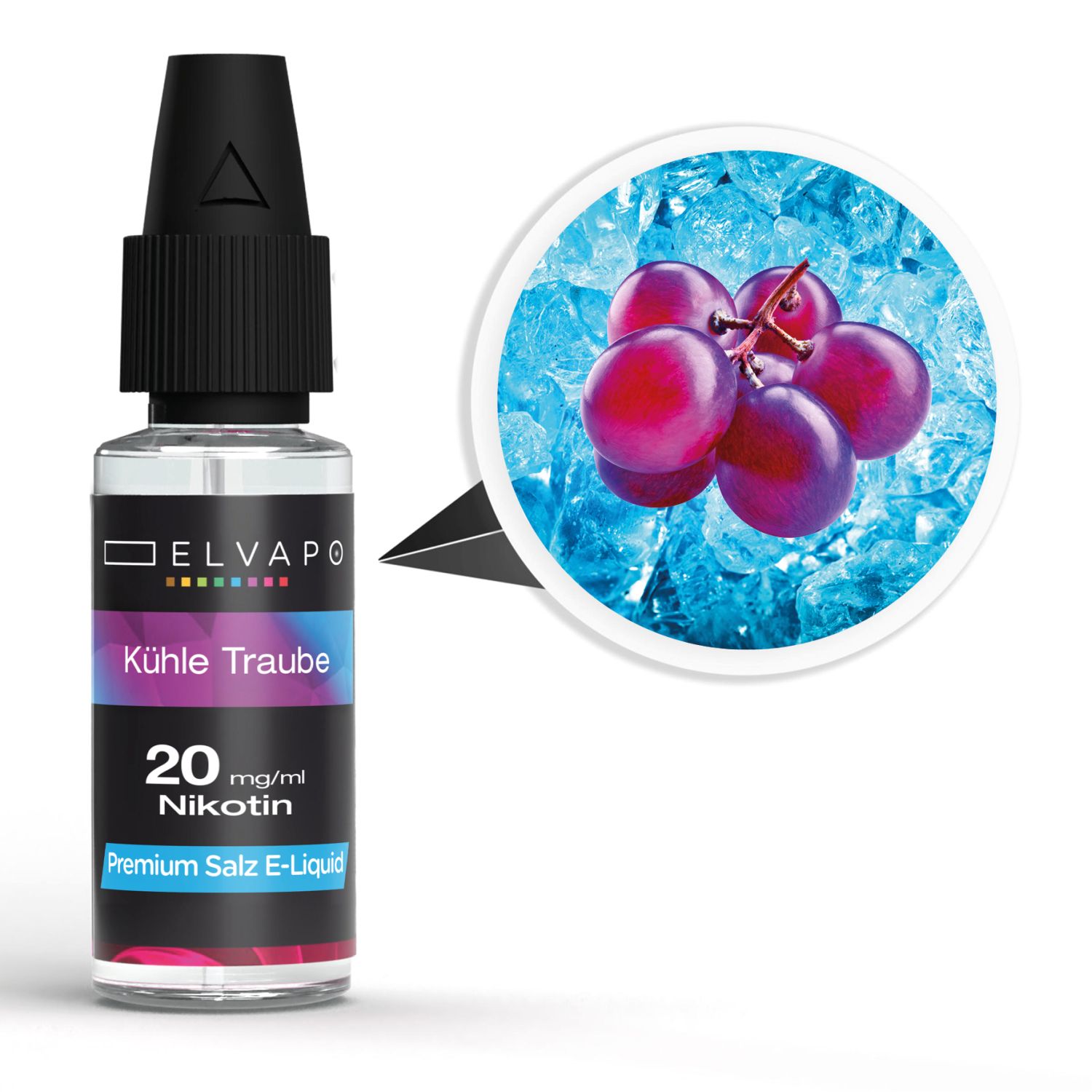 Elvapo Premium Nikotinsalz E-Liquid - Kühle Traube 20mg