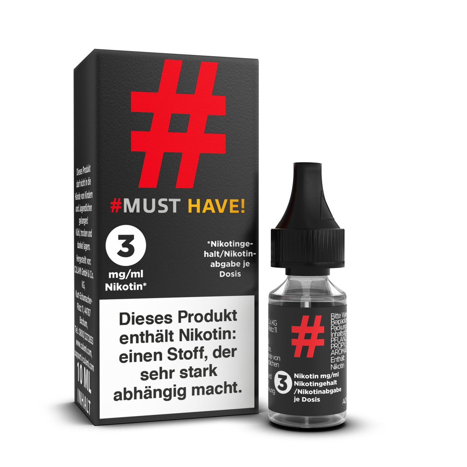 10ml Must Have E-Liquid - # -  3mg